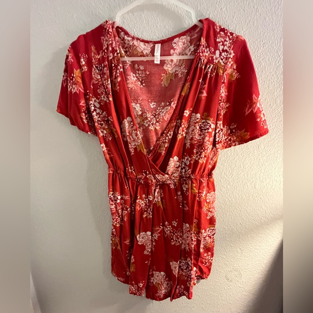 Xhilaration Red Printed Romper